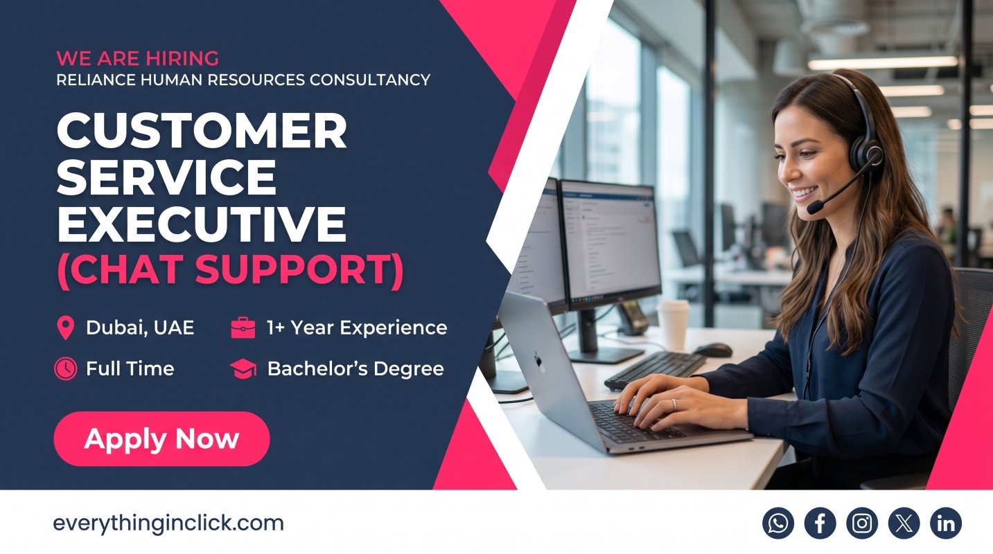 Customer Service Executive (Chat Support) Job in Dubai, UAE