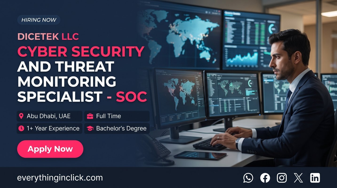 Cyber Security and Threat Monitoring Specialist - SOC Job in Abu Dhabi, UAE